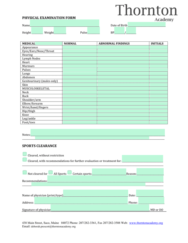 Thornton Academy Form screenshot