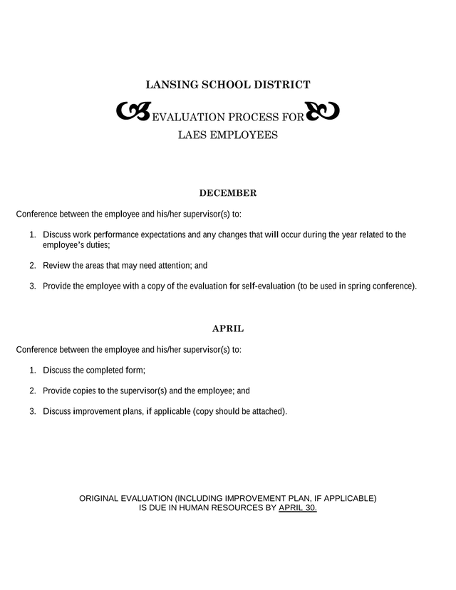 Lansing School District Evaluation Process For LAES Employees screenshot