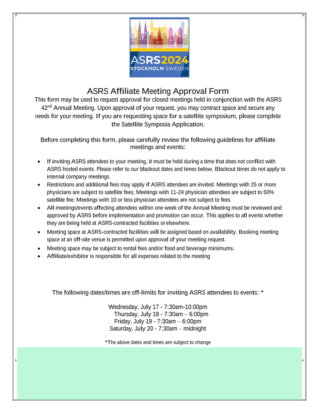 ASRS Affiliate Meeting Approval Form screenshot