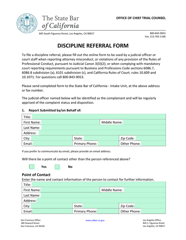 Discipline Referral Form screenshot