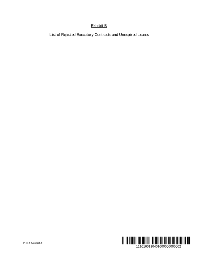 List Of Rejected Executory Contracts And Unexpired Leases screenshot