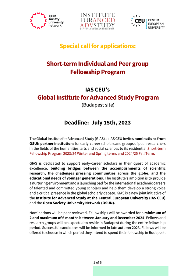 Short Term Individual And Peer Group Fellowship Program screenshot