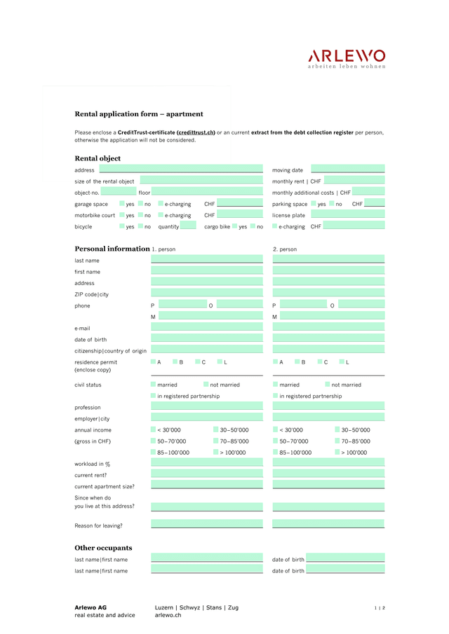 Rental Application Form  Apartment screenshot