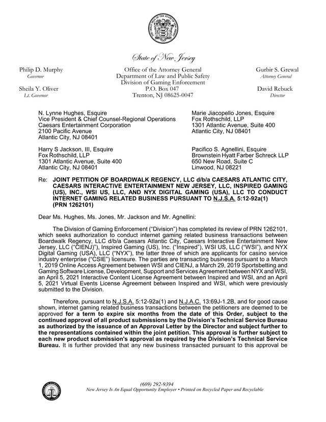 Joint Petition For Internet Gaming Business Authorization screenshot