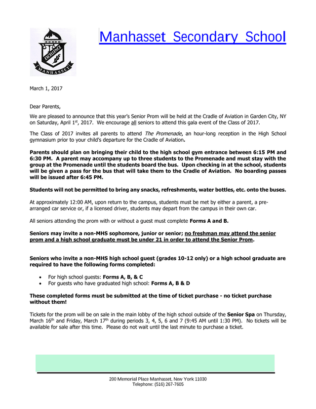 Senior Prom Information Packet screenshot
