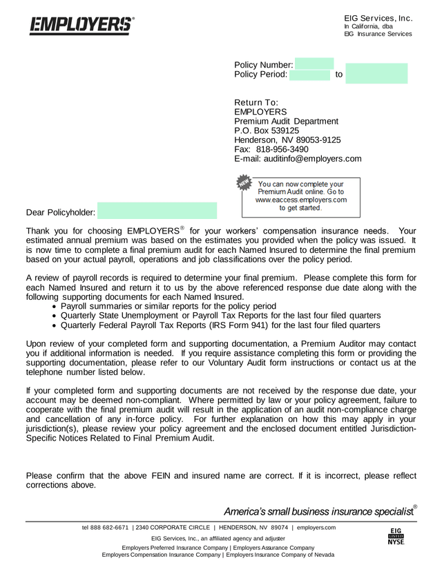 Voluntary Audit Form screenshot