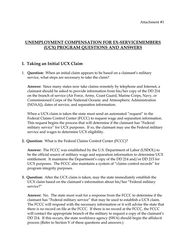 Unemployment Compensation For Ex Servicemembers (UCX) Program Questions And Answers screenshot