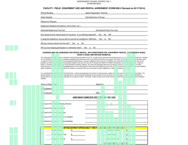 Facility  Field  Equipment Use And Rental Agreement screenshot