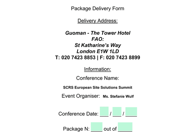 Package Delivery Form screenshot