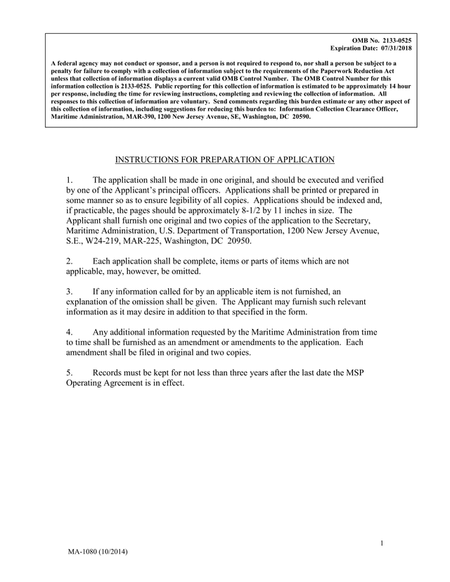 MA 1080 Instructions For Preparation Of Application screenshot