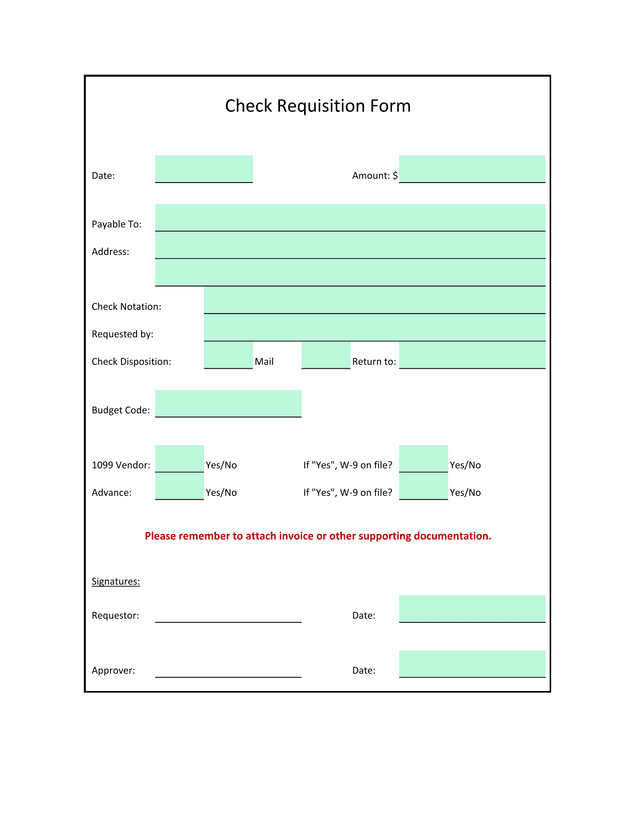 Check Requisition Form screenshot