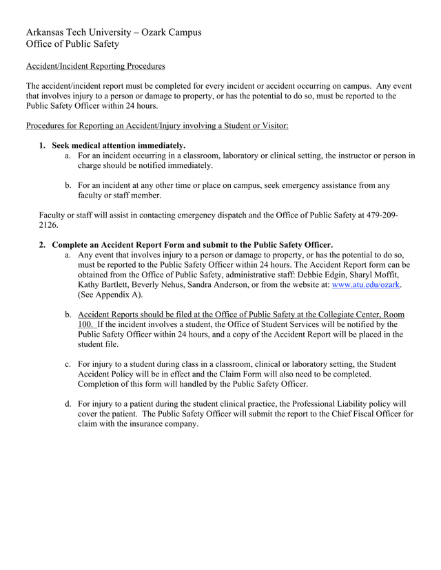 AccidentIncident Reporting Procedures screenshot