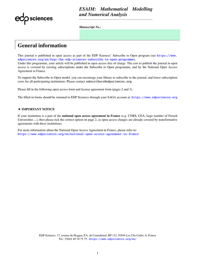 ESAIM Mathematical Modelling And Numerical Analysis Manuscript Information screenshot