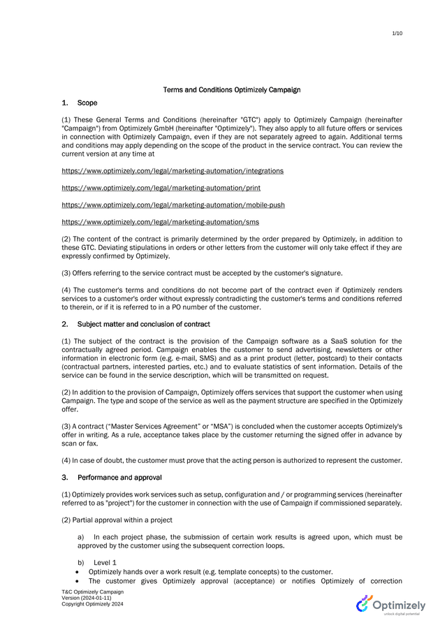 Terms And Conditions Optimizely Campaign screenshot