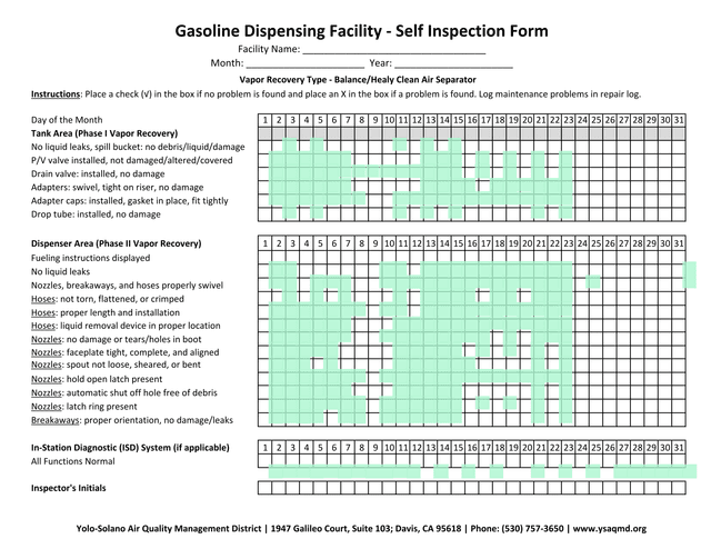 Gasoline Dispensing Facility   Self Inspection Form screenshot