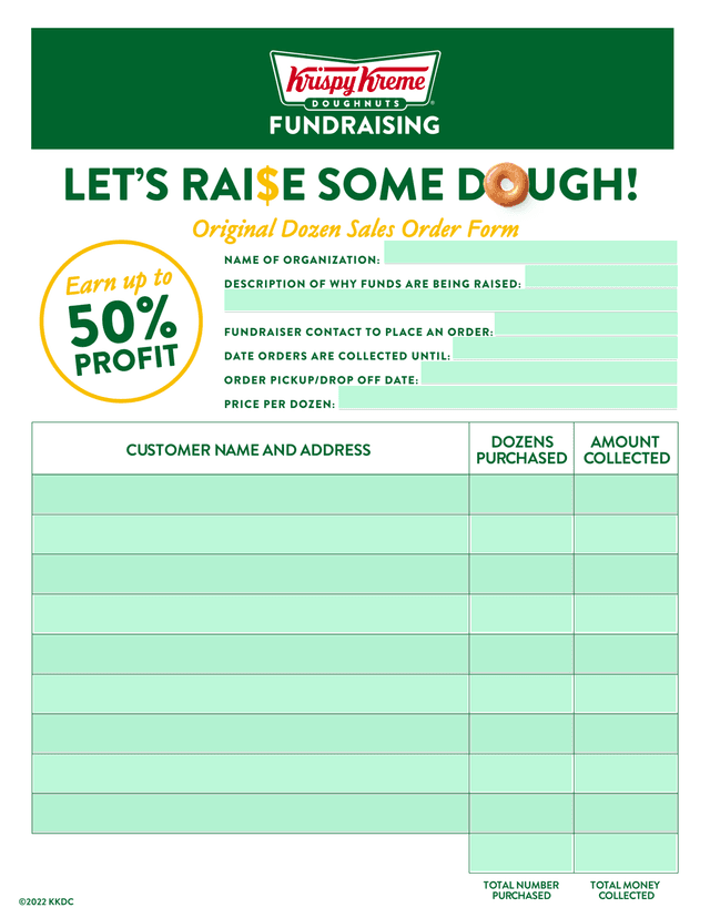 Original Dozen Sales Order Form screenshot