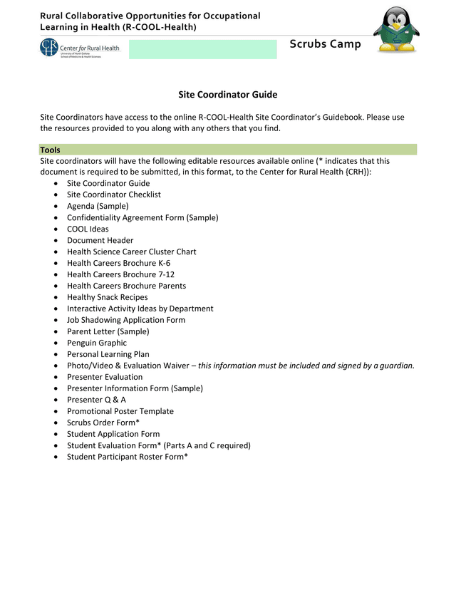 Site Coordinator Guide screenshot