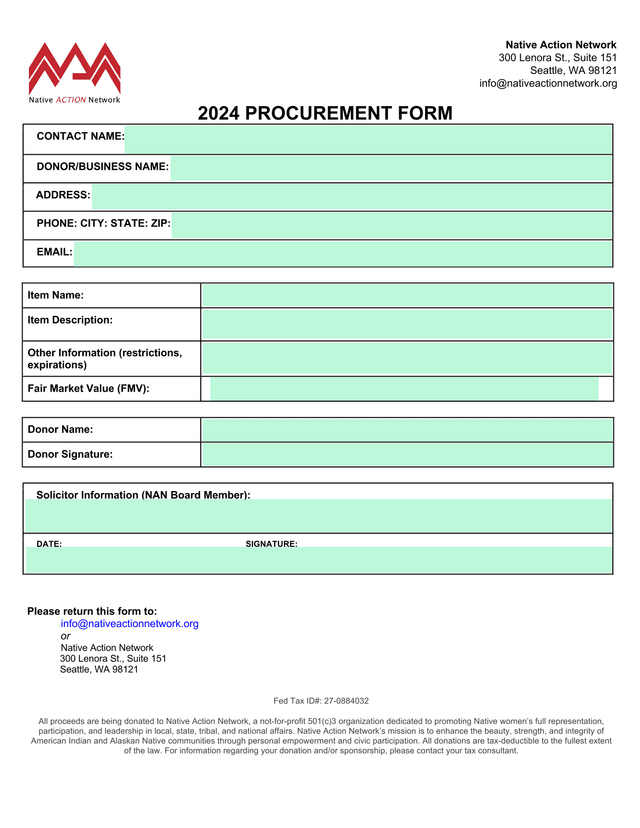 2024 PROCUREMENT FORM screenshot