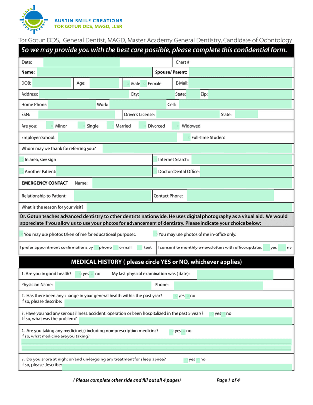 Patient Intake Form screenshot