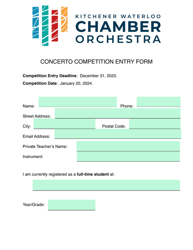 CONCERTO COMPETITION ENTRY FORM screenshot