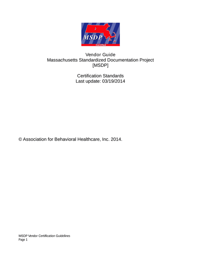 MSDP Vendor Certification Guidelines screenshot