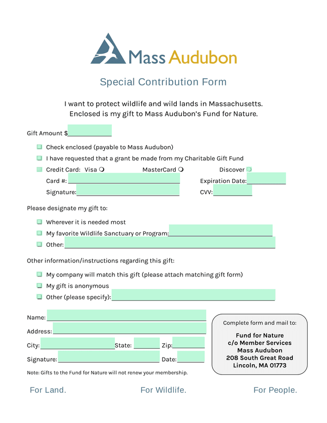 Special Contribution Form screenshot
