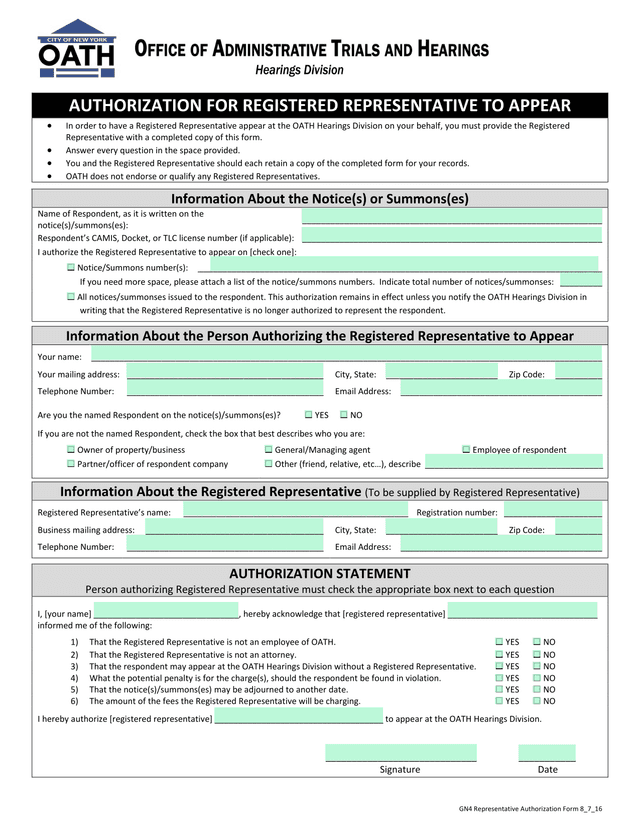 GN4 Representative Authorization Form 8 7 16 screenshot