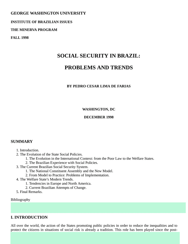 Social Security In Brazil Problems And Trends screenshot
