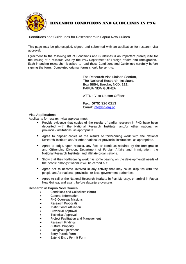 Research Conditions And Guidelines In PNG screenshot