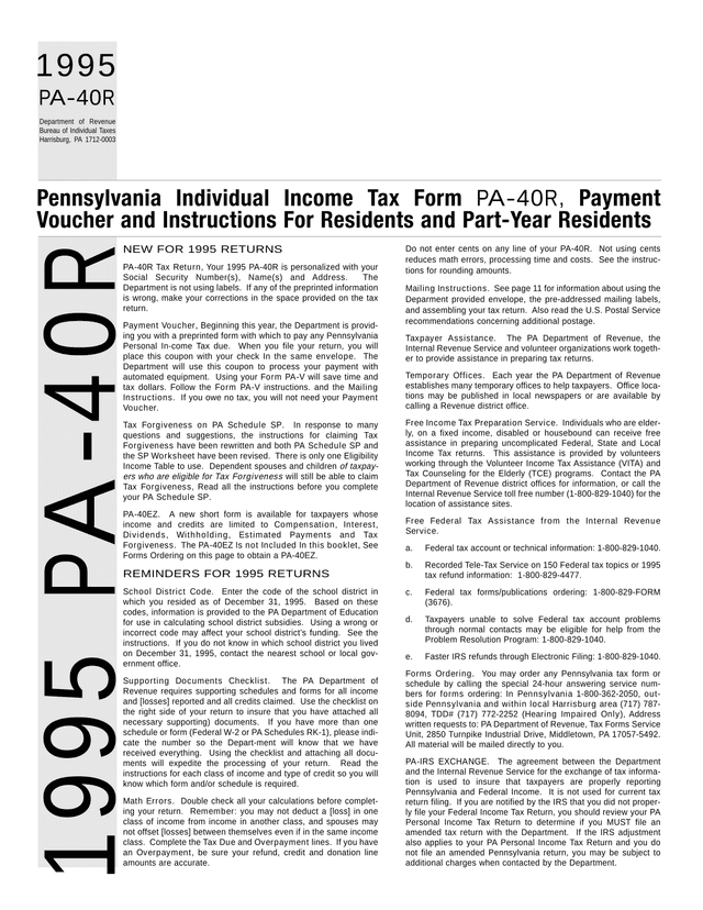 PA 40R Tax Return screenshot