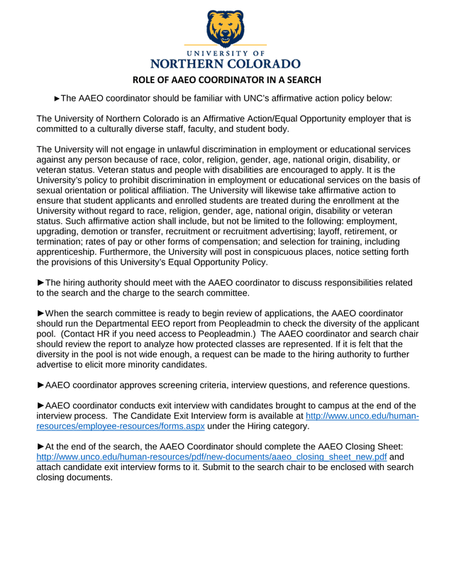 Role Of AAEO Coordinator In A Search screenshot