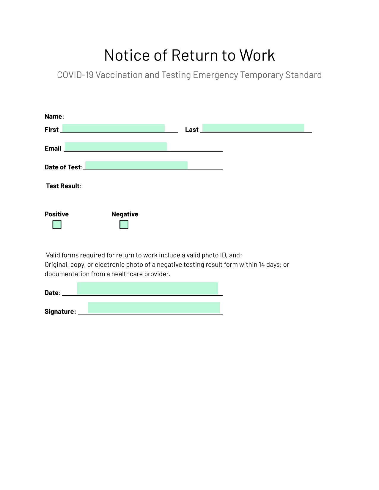 Notice of Return to Office screenshot