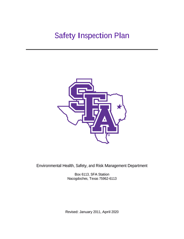 Safety Inspection Plan screenshot