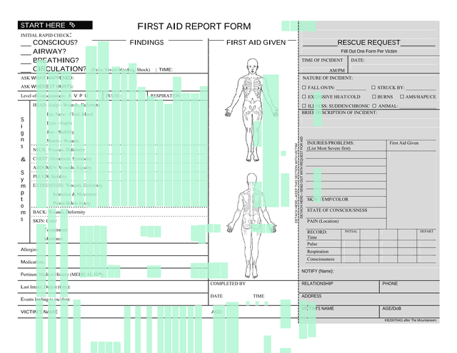 First Aid Report Form screenshot