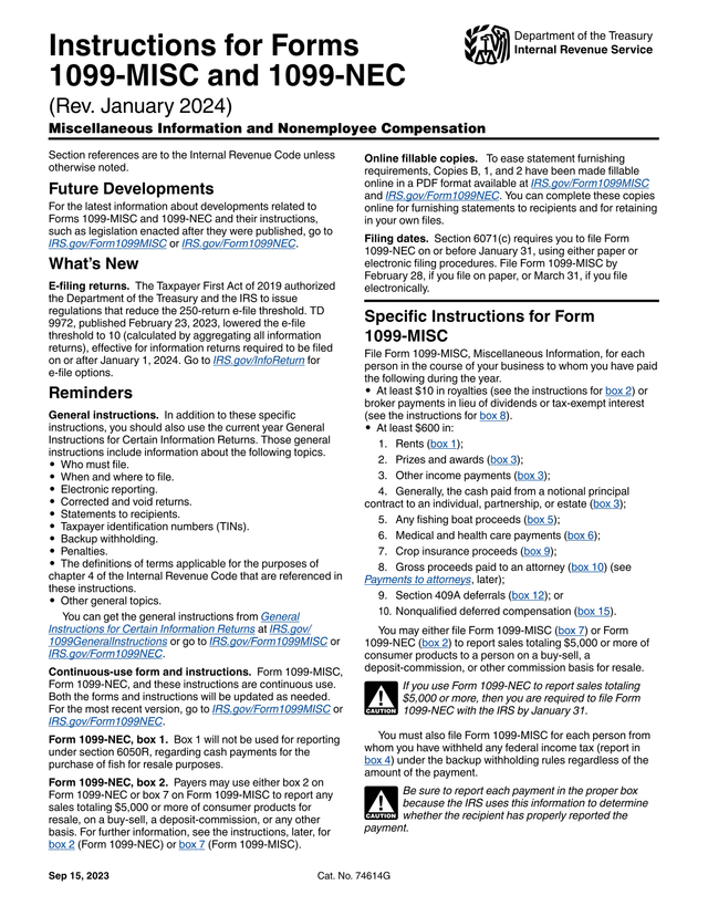 Instructions For Forms 1099 MISC And 1099 NEC screenshot