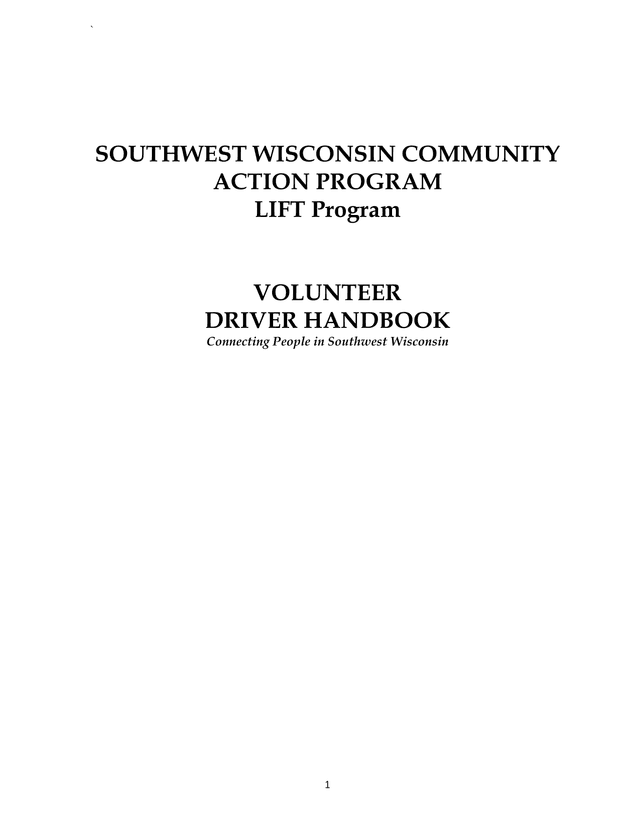 VOLUNTEER DRIVER HANDBOOK screenshot