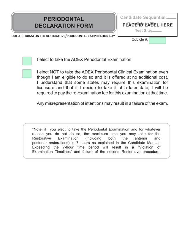 PERIODONTAL DECLARATION FORM screenshot