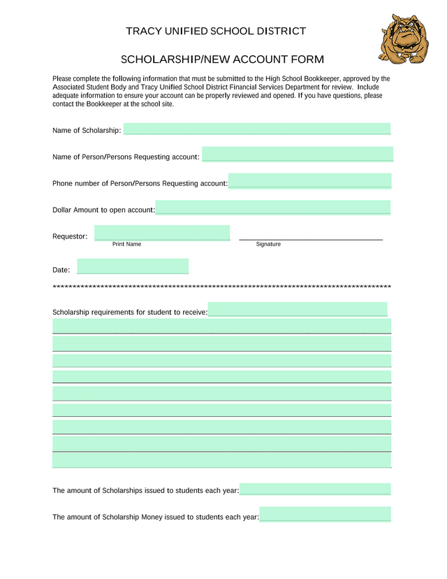 SCHOLARSHIPNEW ACCOUNT FORM screenshot