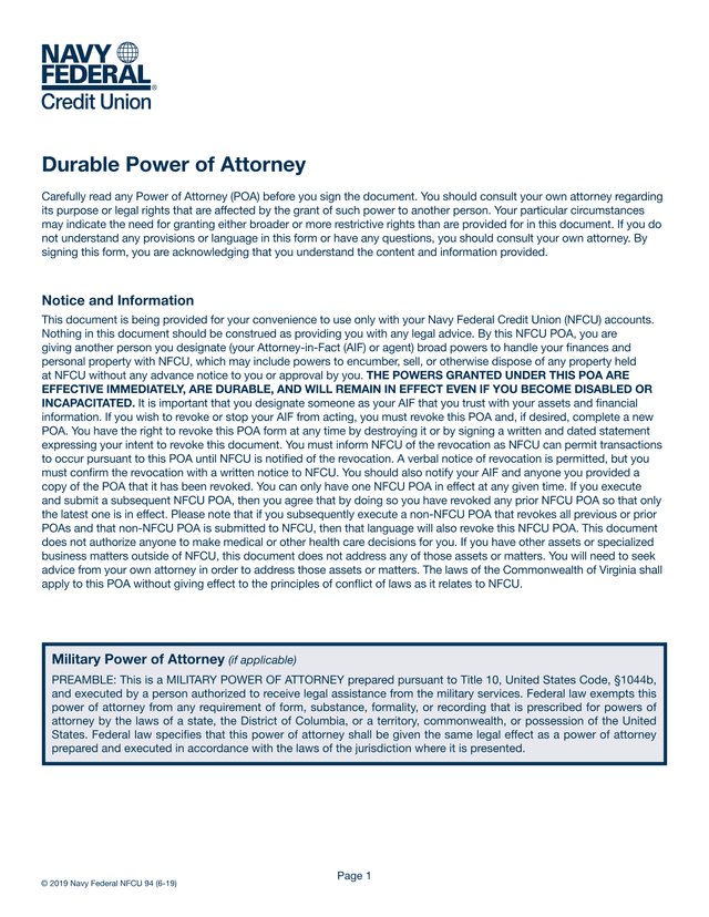 Durable Power Of Attorney screenshot