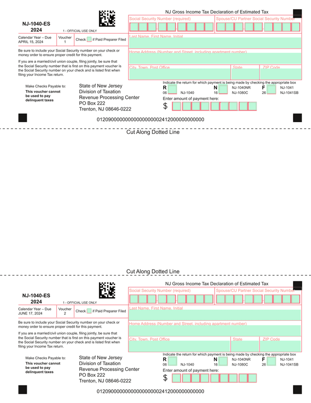 NJ Gross Income Tax Declaration Of Estimated Tax screenshot