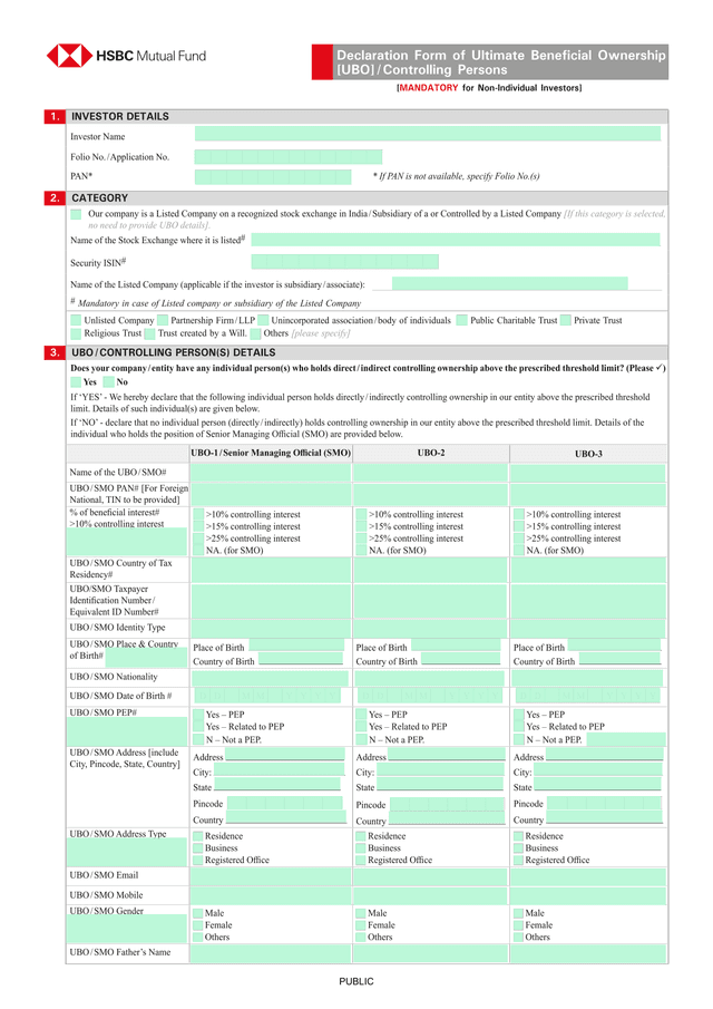 Declaration Form Of Ultimate Beneficial Ownership UBO  Controlling Persons screenshot