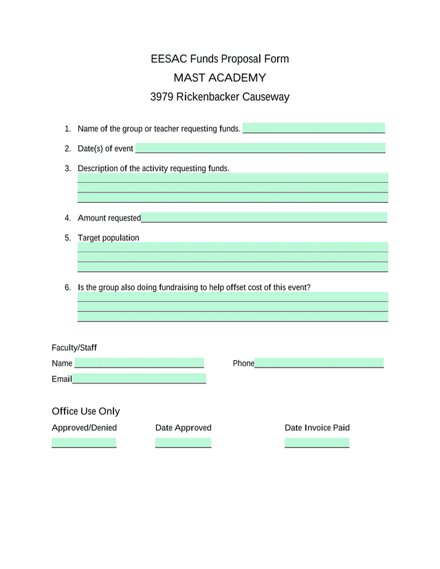 EESAC Funds Proposal Form screenshot