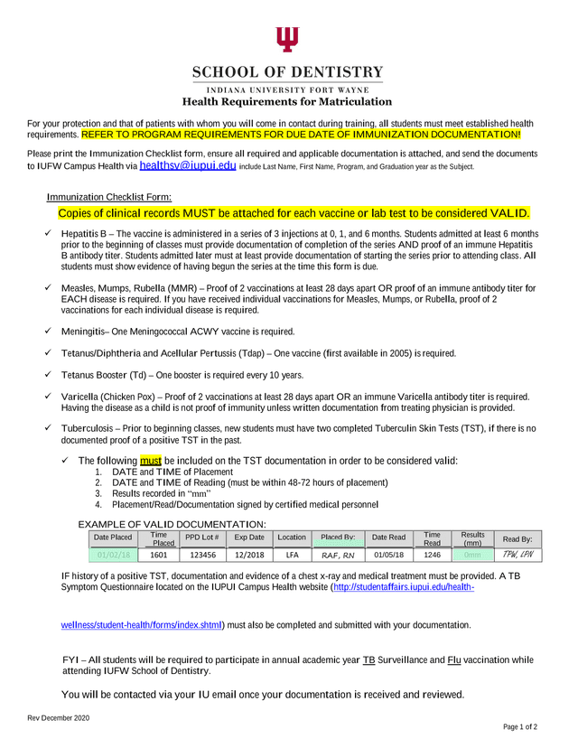 Health Requirements For Matriculation screenshot