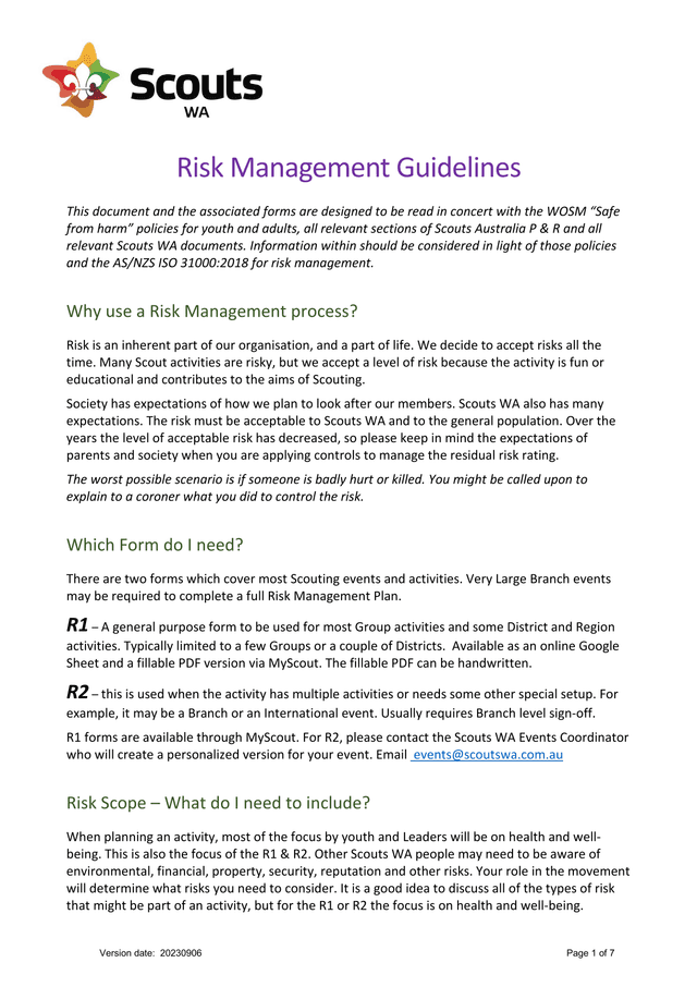 Risk Management Guidelines screenshot