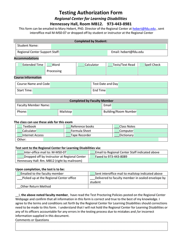 Testing Authorization Form screenshot