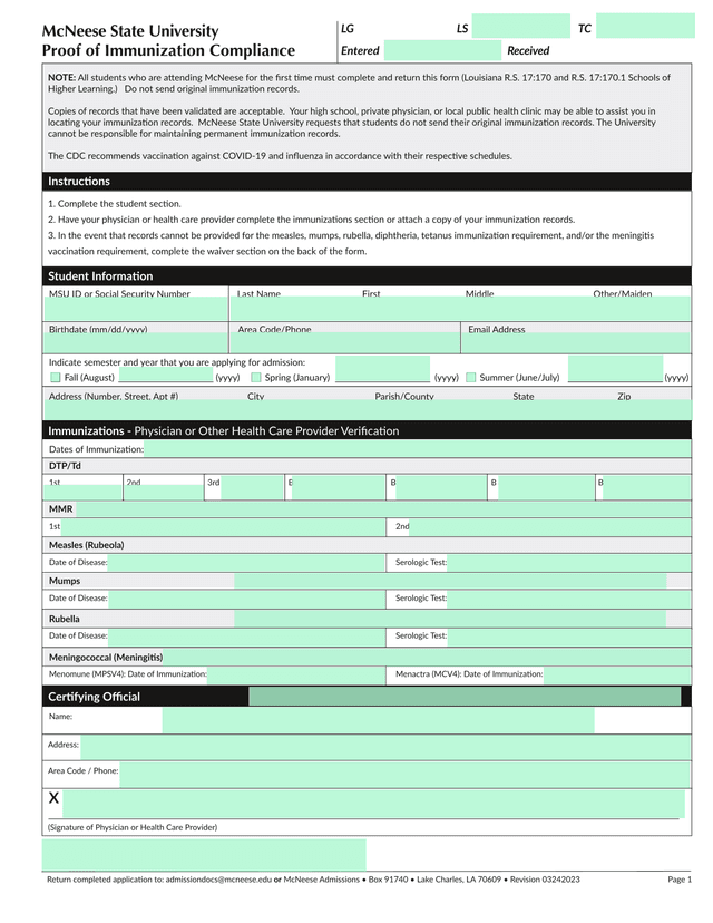 Proof Of Immunization Compliance screenshot
