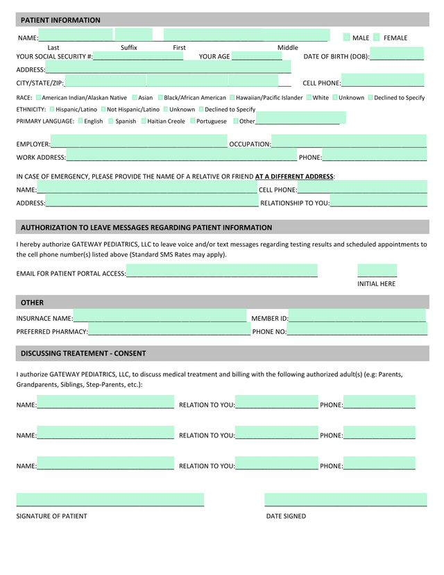 Patient Registration Form screenshot