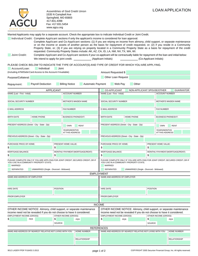 LOAN APPLICATION screenshot