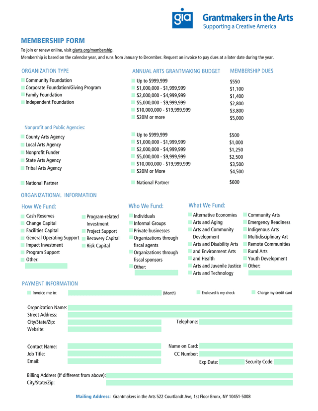 MEMBERSHIP FORM screenshot