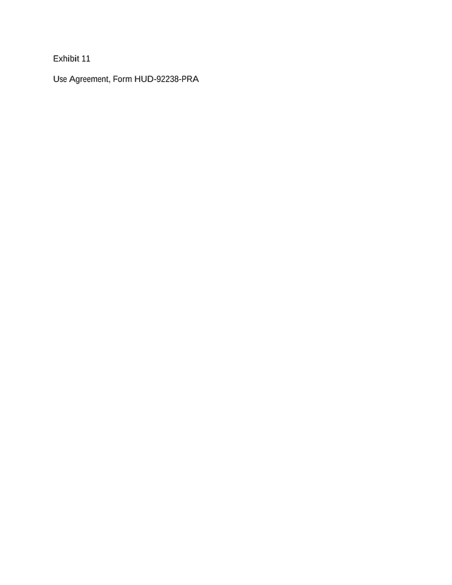 Use Agreement, Form HUD 92238 PRA screenshot
